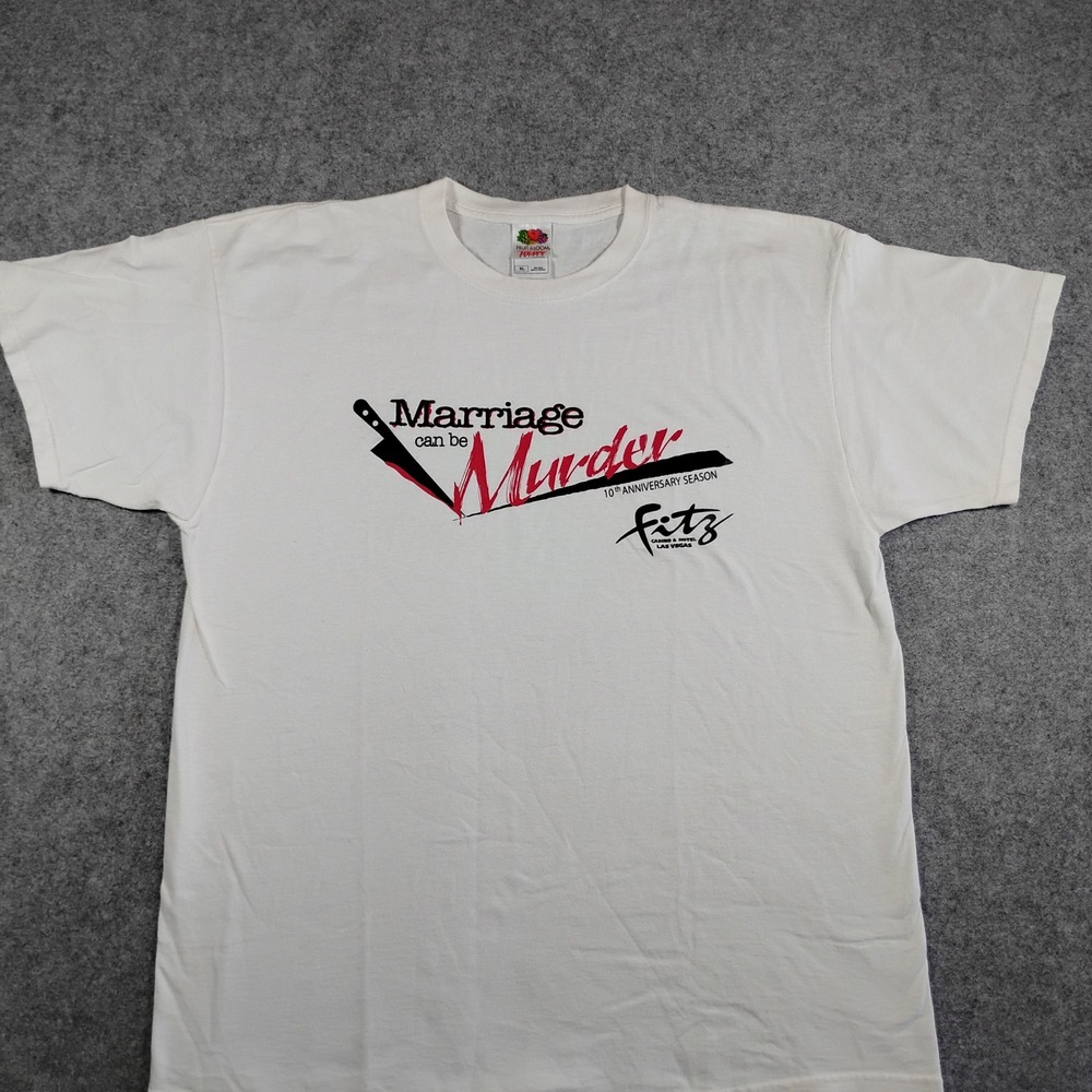 VTG Fruit of the Loom Marriage Can Be Murder Las Vegas Graphic T-Shirt‎ Mens XL